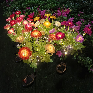 New 7-Head Solar Snow Lotus Lamp Outdoor Artificial Flower Lamp 7-Pronged Led Artificial Flower Ground Lamp Lawn Lamp