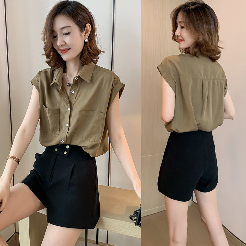 トップデザインの女性ニッチシフォン半袖シャツ女性の夏の新しいファッション韓国スタイルの女性のためのルーズスリムシャツ|undefined