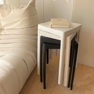 Plastic Stool for Home Use, Thickened and Stackable, Sturdy Square Stool for Adults, Modern Simple High Stool, Spare Dining Table Chair