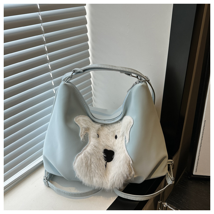Cute little dog tote bag, women's bag, fashionable new school style backpack, large-capacity commuting single-shoulder bag undefined
