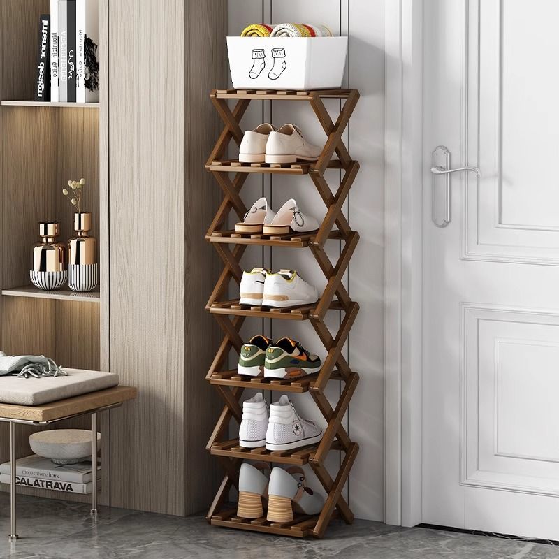 Moderno simple multicapa sin montaje estante de zapatos retráctil estratificado pequeño estante de zapatos puerta de entrada de almacenamiento de zapatos doméstico