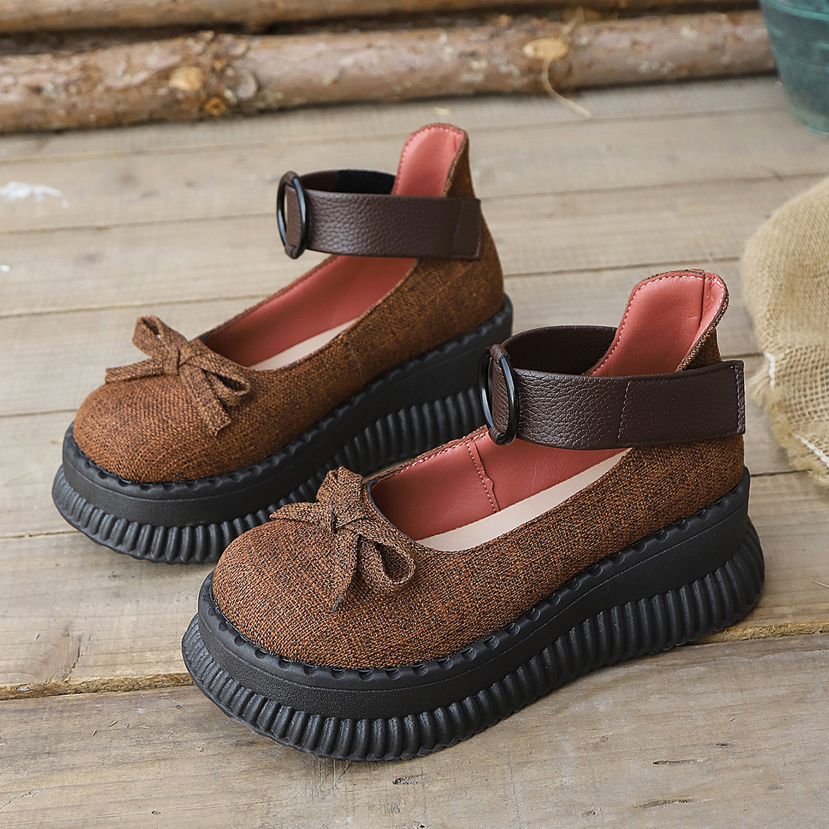 Women's British Style Platform Loafers Round Toe Bow Detail Plus Size Summer New Style Shoes_voghion.com