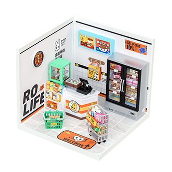 Ruo Lai Super World Store Diy Cottage 3D Bloques de construcción ensamblados 3D Juguetes Rompecabezas hechos a mano Model House