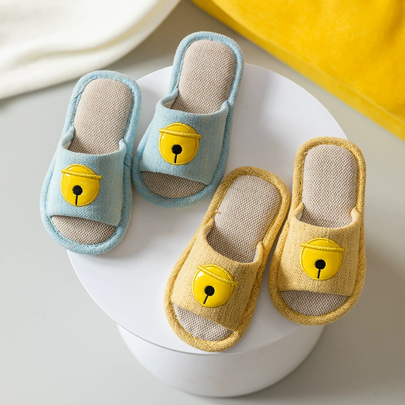Льняные тапочки для девочек и мальчиков, Детские весенне-осенние, четыре сезона, женские сокровища, домашний пол, нескользящая Мягкая подошва, детский дом
