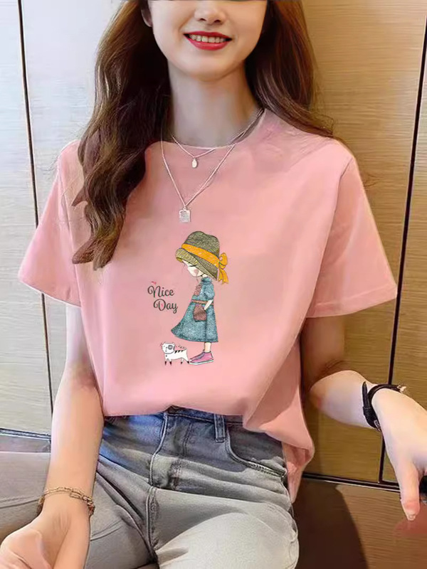 純綿半袖Tシャツ レディース ノースリーブ カジュアルトップス 半袖 夏服 新作 綿100% インナー/アウター|undefined
