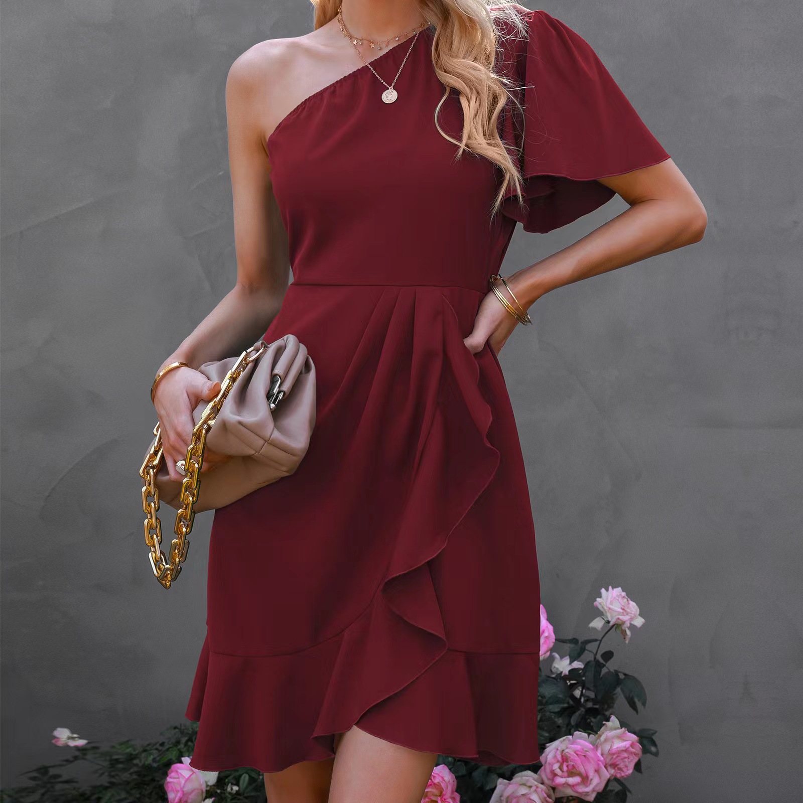 Off-Shoulder Ruffle Midi Dress Image 2