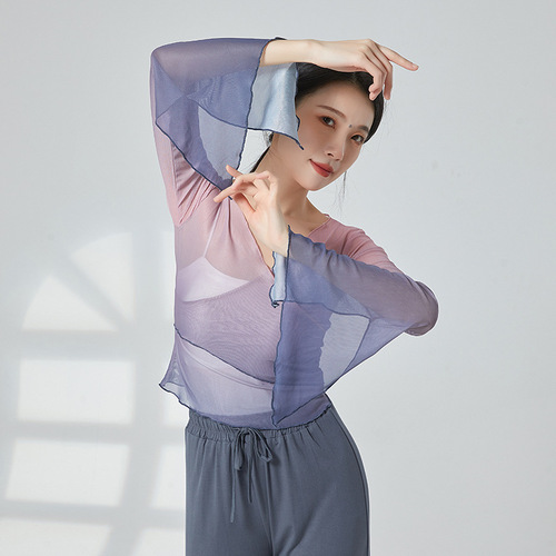 Classical dance practice clothes, rhyme clothes, gauze clothes, Chinese dance dance clothes, women's elegant tops, body performance clothes