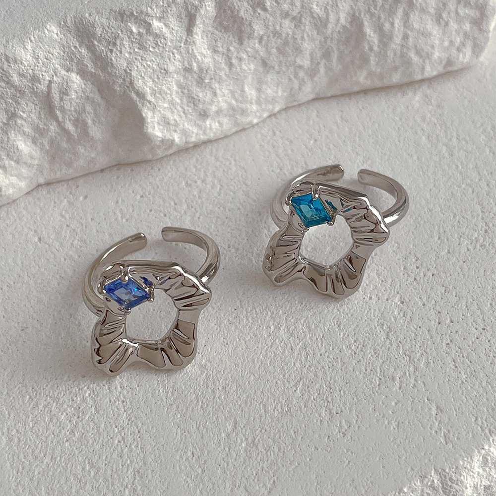 Simple Style Square Copper Inlay Zircon Rings 1 Piece