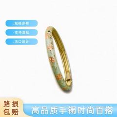 小红书锌合金手镯时尚宫廷风珐琅滴油手环花卉系列开口手镯粉红色