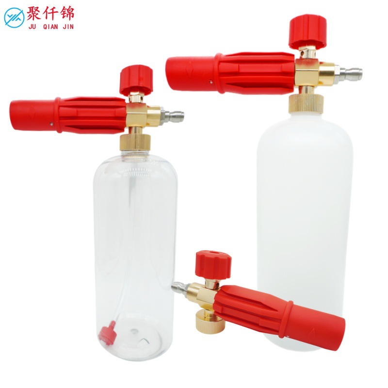High-Pressure Cleaning Machine Red Transparent Foam Spray Bottle Pa Adjustable Household Pump Foam Cleaning Foam Spray Gun Nozzle