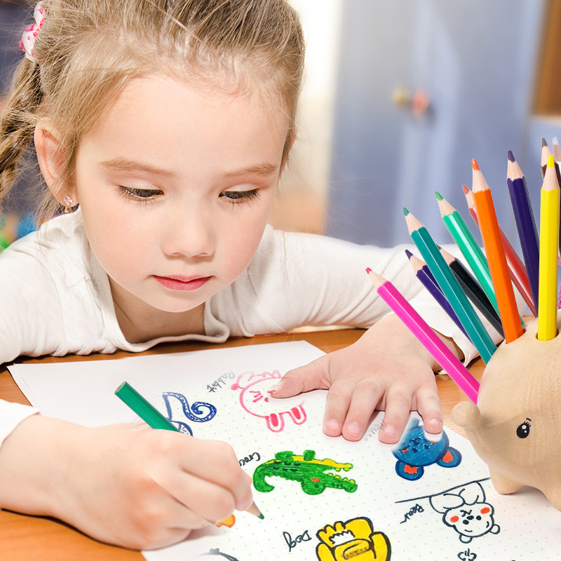 Pluma de erizo de madera, taza, soporte para lápices, decoración de escritorio para el hogar creativo, caja de lápices de almacenamiento, papelería para estudiantes, decoración artesanal