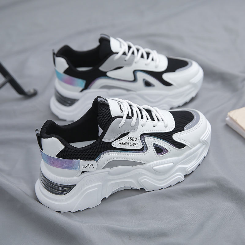 Zapatos de mujer Primavera y otoño Nuevas zapatillas de deporte versátiles de alto aspecto de suela gruesa malla transpirable zapatillas clunky deportes casuales zapatos de mujer