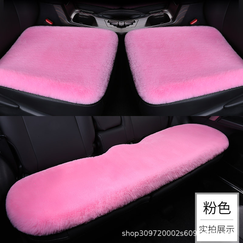 車のクッション冬のぬいぐるみ冬の保温と厚いぬいぐるみ背もたれのない3点セットの滑り止めシートカバーのシングルスペーサー|undefined
