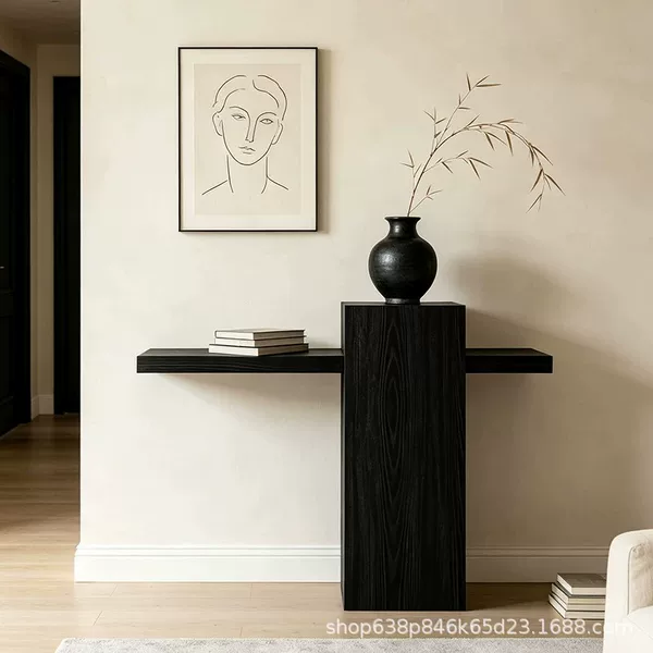 Vintage-style entryway table, hallway console table, home entryway storage table, black entryway table, solid wood narrow console table