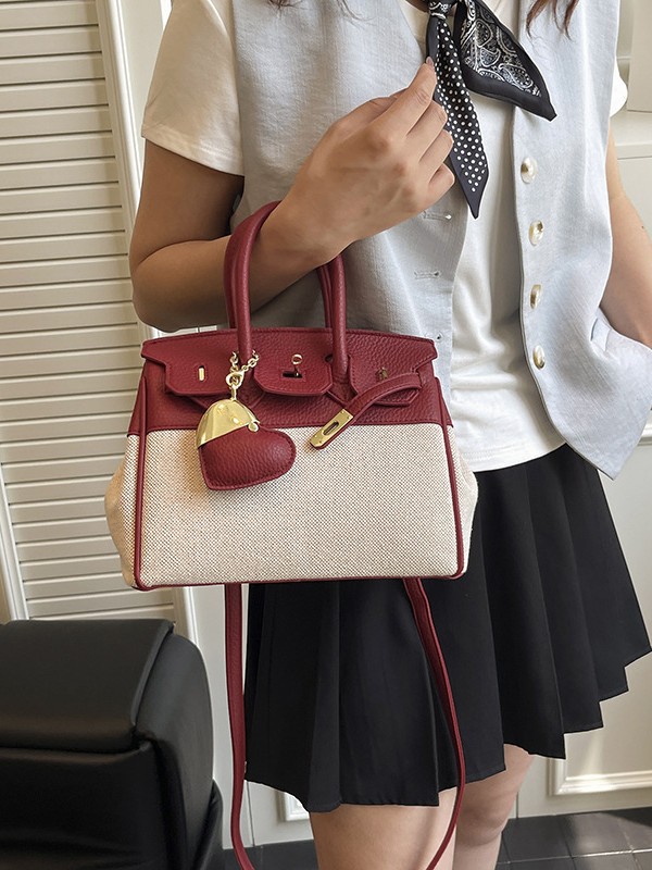 Bolso de tela de mujer color contrastante empalme bolso portátil Kylie bolsa de gran capacidad transfronteriza alta sensación de viaje bolsa de mano