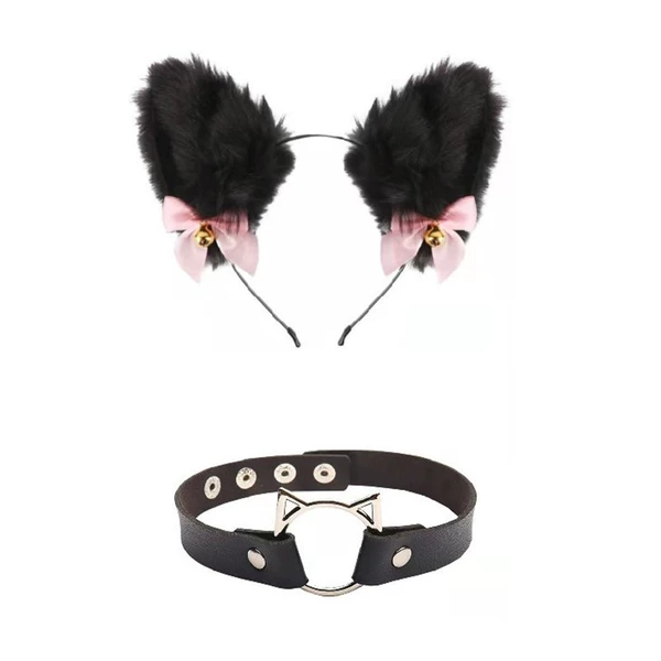 Fuchsia small bell with bow, cat
