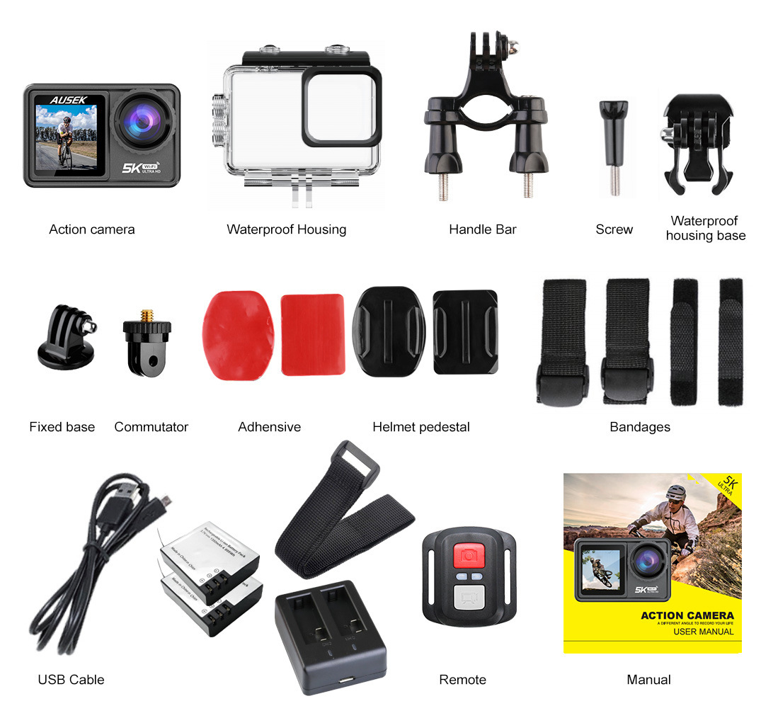 Cámara deportiva transfronteriza 5k 4k anti-vibración HD portátil al aire libre tiro ciclismo buceo cámara de pesca montada en la cabeza