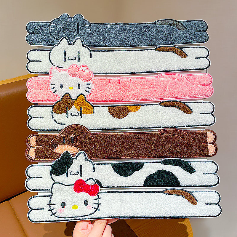 Children's Cartoon Magic Tape Hairband for Girls, Cute Plush Bangs Fixing Headband, Baby Hair Accessory that Doesn't Damage Hair