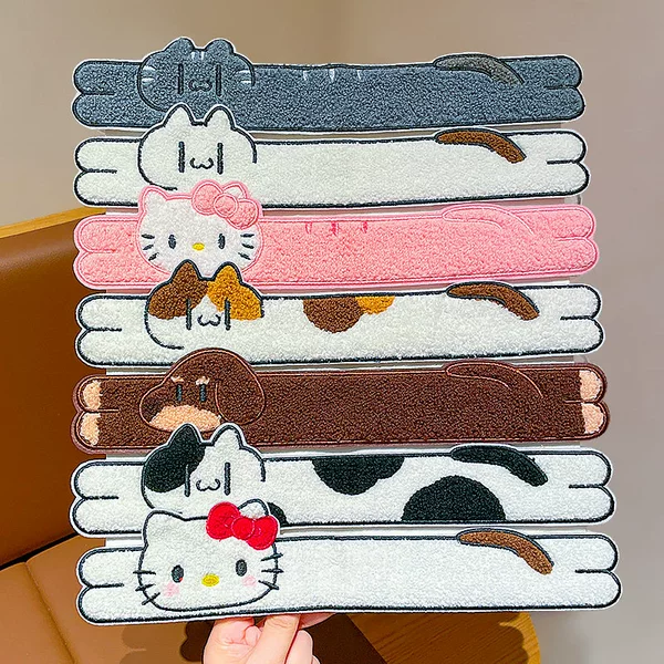 Children's Cartoon Magic Tape Hairband for Girls, Cute Plush Bangs Fixing Headband, Baby Hair Accessory that Doesn't Damage Hair