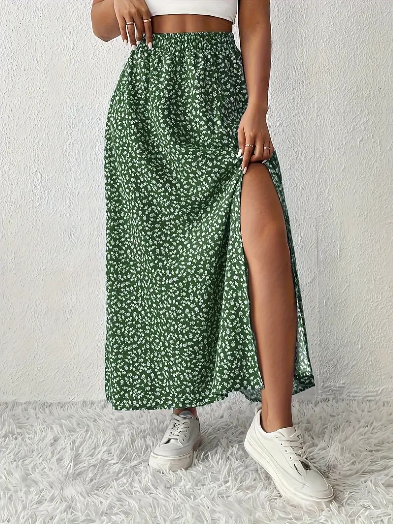 Vintage For Spring Summer, European And American TK Women's New Style, Waist-Cinching Printed Long Skirt With_ecoleips.com
