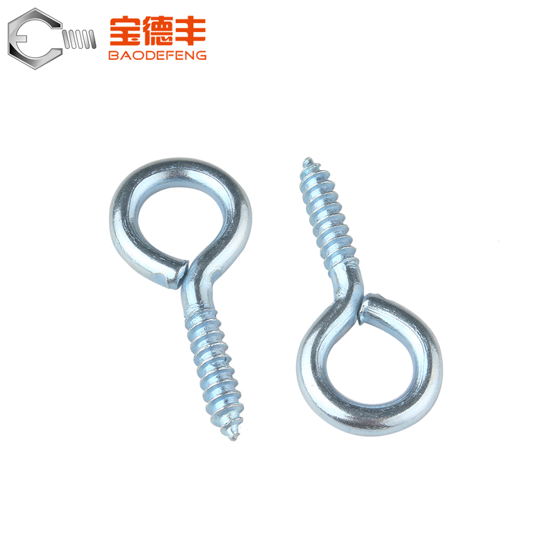 ql@5N镀锌羊眼圈自攻螺丝钉挂钩吊环铁钩子灯钩带环羊眼钉开口羊