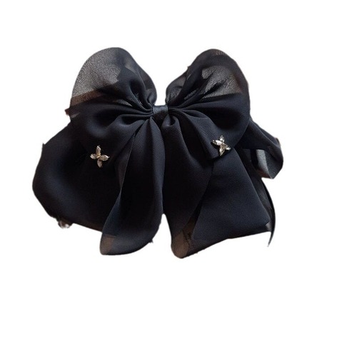 French vintage floral bow ribbon clip elegant and high-end low ponytail hair clip, hair bun at the back of the head hair accessory