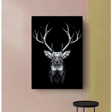 北欧风格黑白动物帆布画壁画海报墙艺术卧室客厅现代装饰画