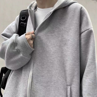 Autumn and Winter Hong Kong Style Sweater Men's Hooded Cardigan Korean Fashionable Student Fleece Jacket Loose Sports Casual Top