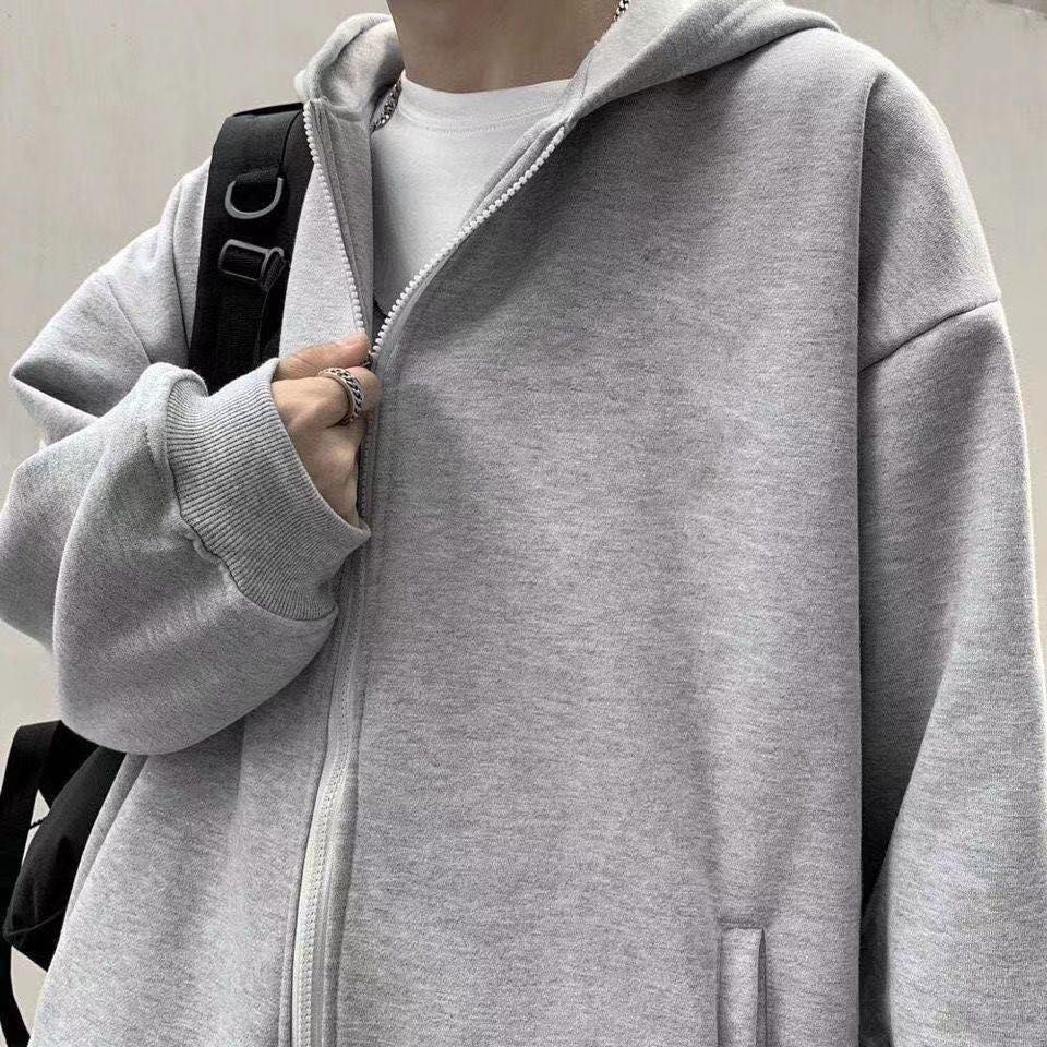 Otoño e Invierno estilo de Hong Kong suéter con capucha de los hombres cardigan estilo coreano estudiante de moda más chaqueta de terciopelo suelta deportes casual top