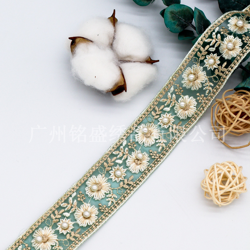 3.5cm新品欧根紗刺繍レース服アクセサリー漢服頭飾りベルトアクセサリーレース花リボン