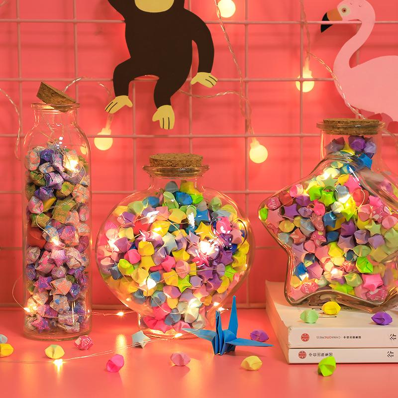 Estrella de colores tira de papel plegable gradiente de color estrella de la suerte estrella de cinco puntas papel de estrella plegable hecho a mano estrella de papel especial pequeña estrella