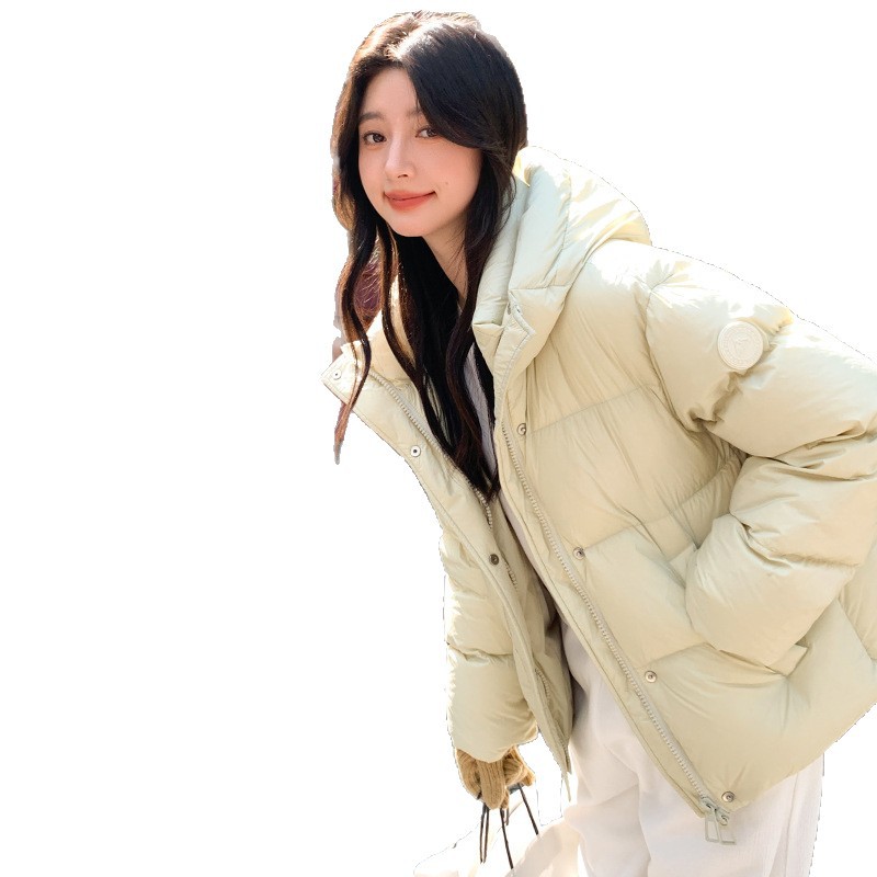 Capa de algodón de plumón corta para mujeres 2025 invierno nuevo suelto delgado vestido de pan puff grueso chaqueta de algodón con capuz