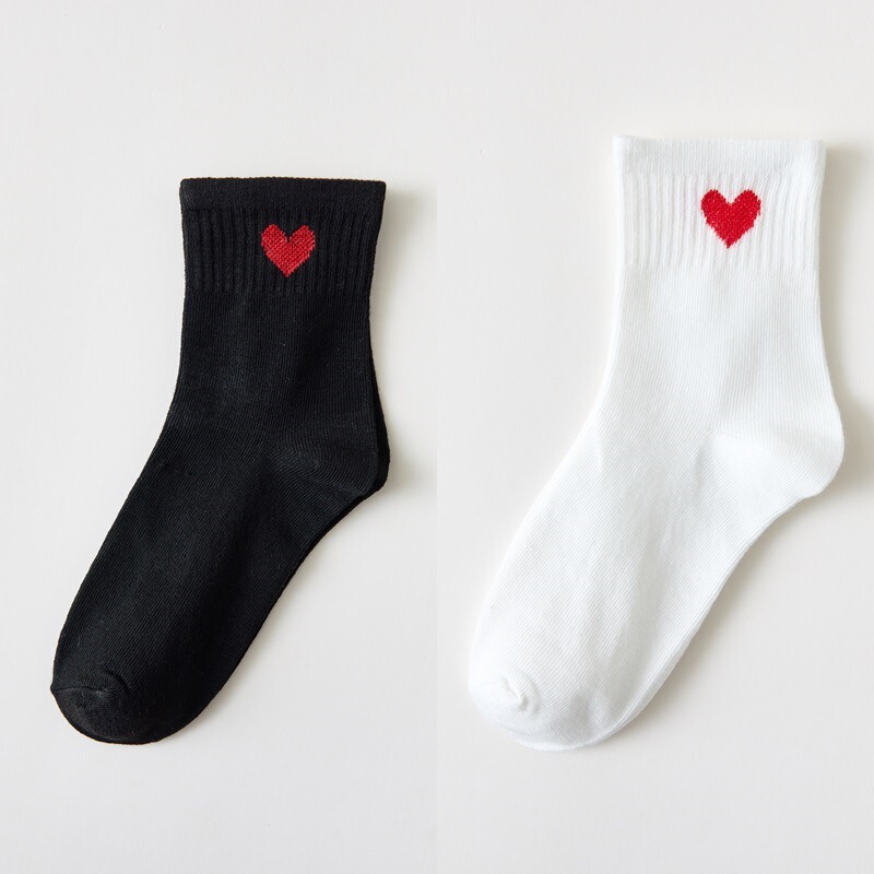 Socks women's four seasons mid-calf length socks Red love black and white mid-calf length simple solid color trendy all-match women's stockings Zhuji socks Socks women's four seasons mid-calf length socks Red love black and white mid-calf length simple solid color trendy all-match women's stockings Zhuji socks