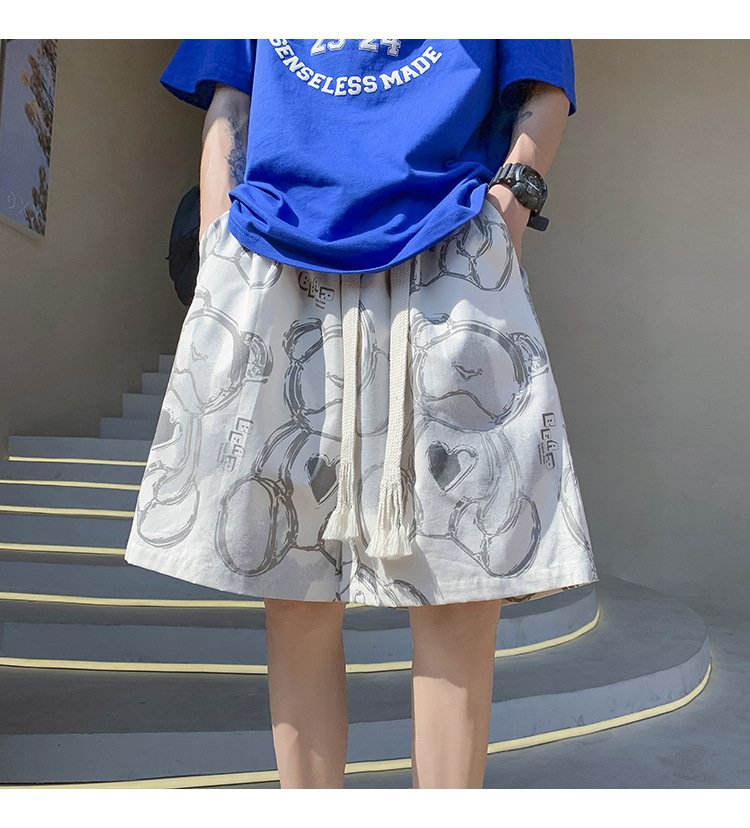 Casual Shorts For Men, Loose Fit 5-Inch Beach Shorts With Print, Lightweight Quick-Dry Athletic Shorts For Summer_viptrois.com