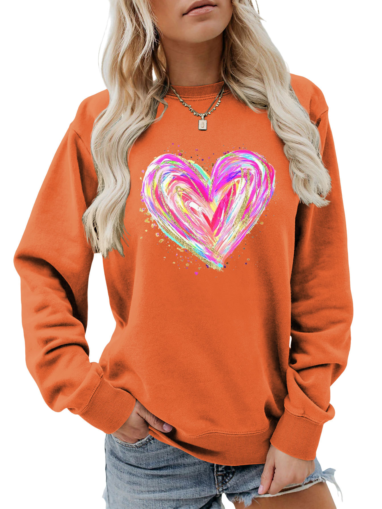 Independent Site New Stylish, Comfortable, Versatile Women's Colorful Sequin Heart Autumn And Winter_ecoleips.com