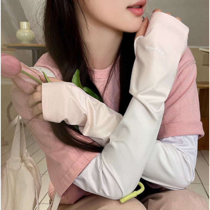 防晒冰丝袖套女夏季新款宽松透气防紫外线骑行开车护手臂冰袖|undefined
