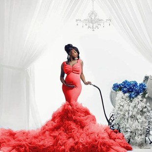 European and American Foreign single e-commerce exclusive for African bridal evening dress pregnant women photography stretch dress AliExpress hot sale women