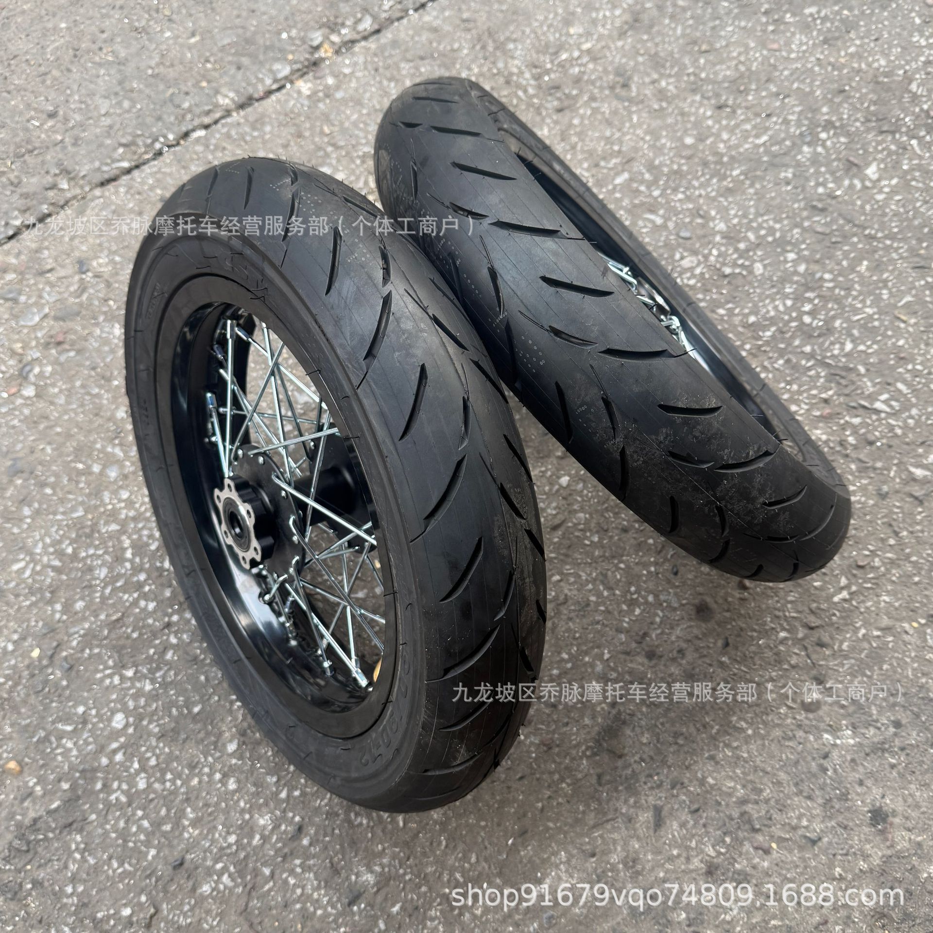 QiuLong LightBee modified front and rear 90/90-12 Zhengxin CSR semi-hot-melt slick tire wheel hub assembly with widened wheel rim