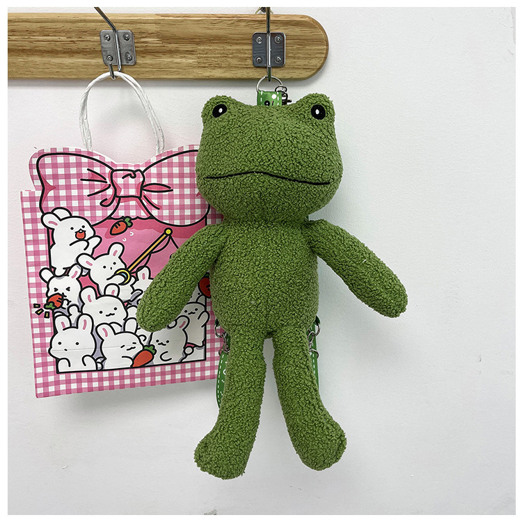 2021 Autumn New stylish and cute green frog single-shoulder crossbody bag wallet plush toy birthday gift for girls undefined