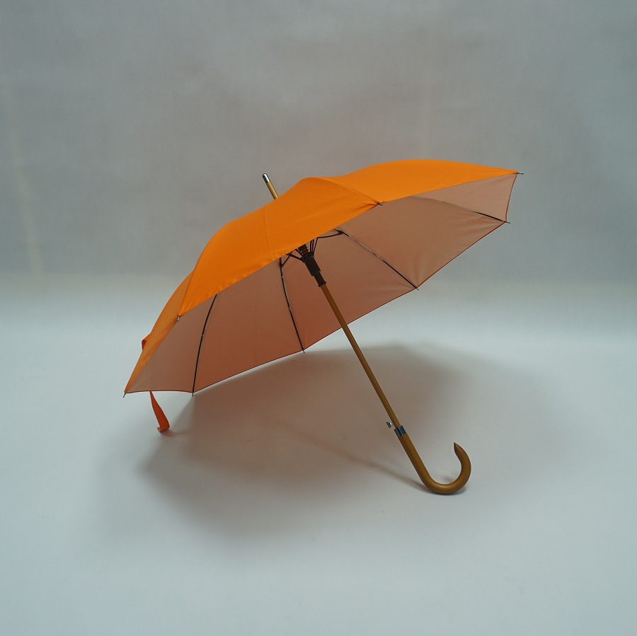 简约双面木伞 碰击布 晴雨伞全纤维伞架木棒弯柄自动雨伞伞
