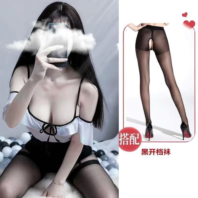 Sexy más tamaño pijamas bellyband traje de mucama lencería sexy uniforme seductor papel backless Chubby Girl nightdress coqueta