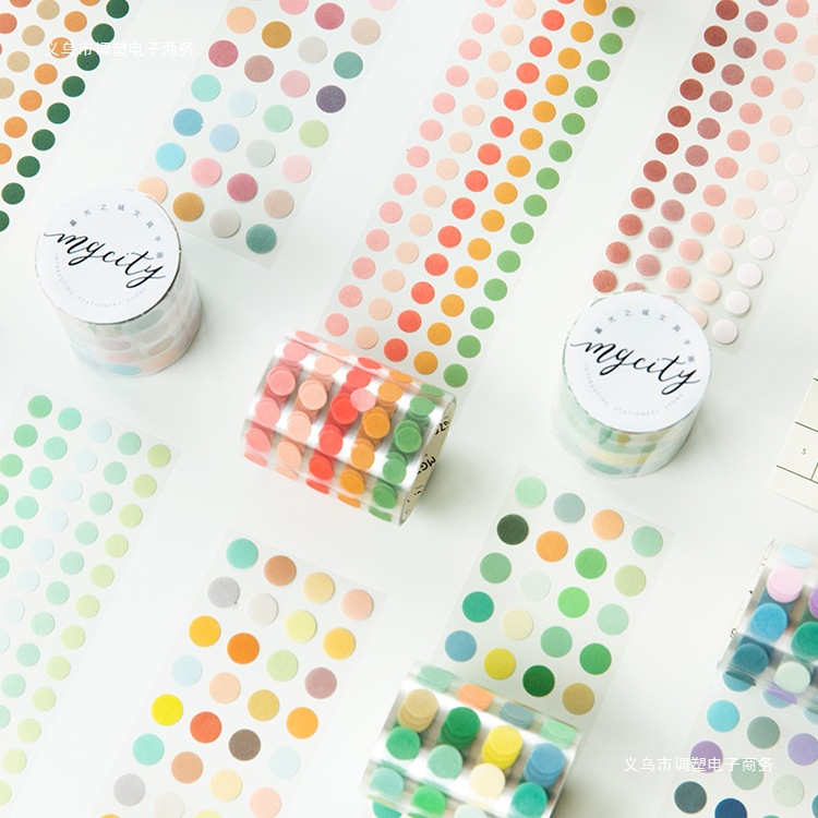 和纸圆点透明底手帐胶带装饰小图案风基础波点圆点手账胶带卷