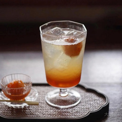法式浪漫八角锤目纹高脚杯红酒香槟杯玻璃洋酒杯ins苏打水饮品杯
