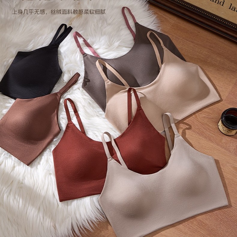 Meiyuexin 3005 constant temperature brushed seamless back-smoothing bra without underwire, gathers and supports side breasts, can be worn as a top or base layer