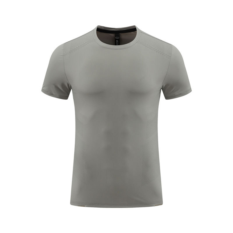 Camiseta deportiva de manga corta con cuello redondo y cuello redondo con estampado de ocio, ropa de secado rápido para correr con seda de hielo al aire libre para hombres