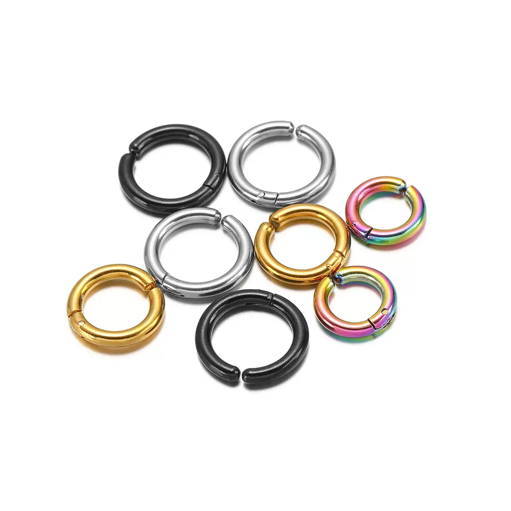 不锈钢欧美无耳洞耳夹金色彩色耳圈8-16mm 时尚耳圈耳饰批发跨境