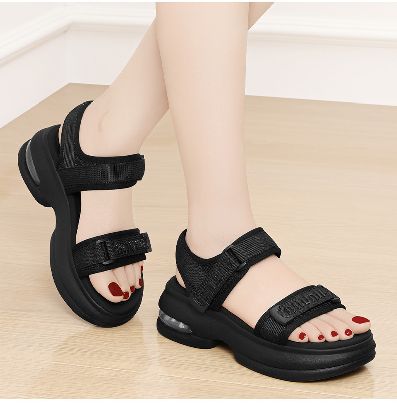 Sandal nữ quai chữ V đế dày thoáng khí mùa hè — 2001 màu đen, Màu be 2001 chi tiết 9