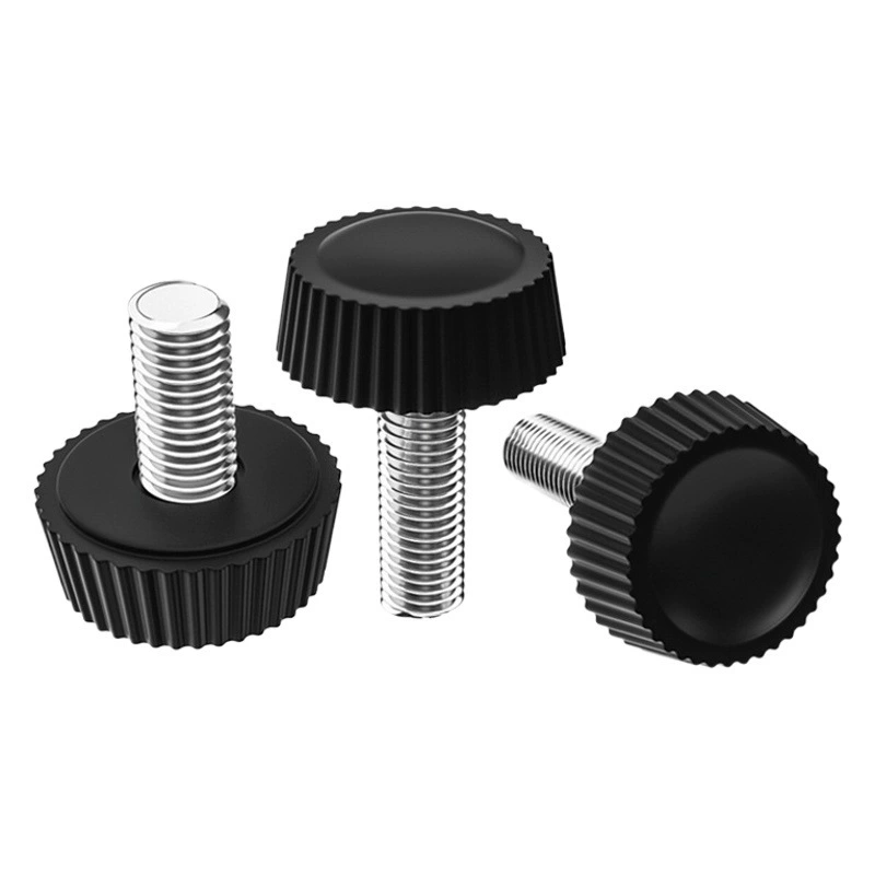 Пластиковый ручной винт с круглой головкой с прямой зернистой резиновой головкой ручной винт черно-белая ручка Регулируемый болт M3M4M5M6