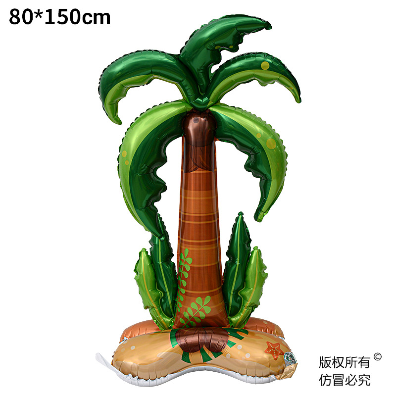 Globo de aluminio con diseño de cactus, cocotero y piña, empaquetado individualmente, para fiestas de verano en Hawái, ALOHA