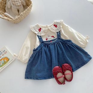 Girls Super Cute Doll Shirt 0-5 Years Old Autumn Huzhou Zhili Baby Girl Cute Base Shirt Baby Clothes AY470